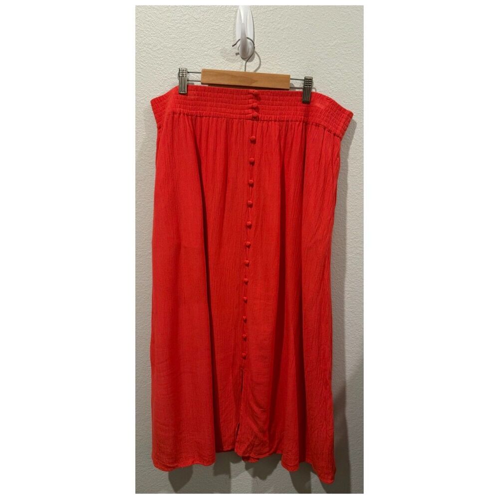 MADEWELL Smocked-Waist Button-Front Midi Skirt - Picture 2 of 5